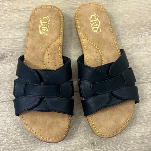 CLIFFS BY WHITE MOUNTAIN Fredie Slide Sandals Size 9.5 M Black - Picture 2 of 7